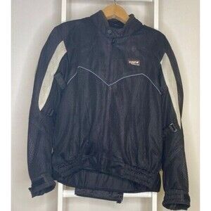 Vega Technical Gear Motorcycle Jacket Mens L Black Reversible Zip Up Mock Neck
